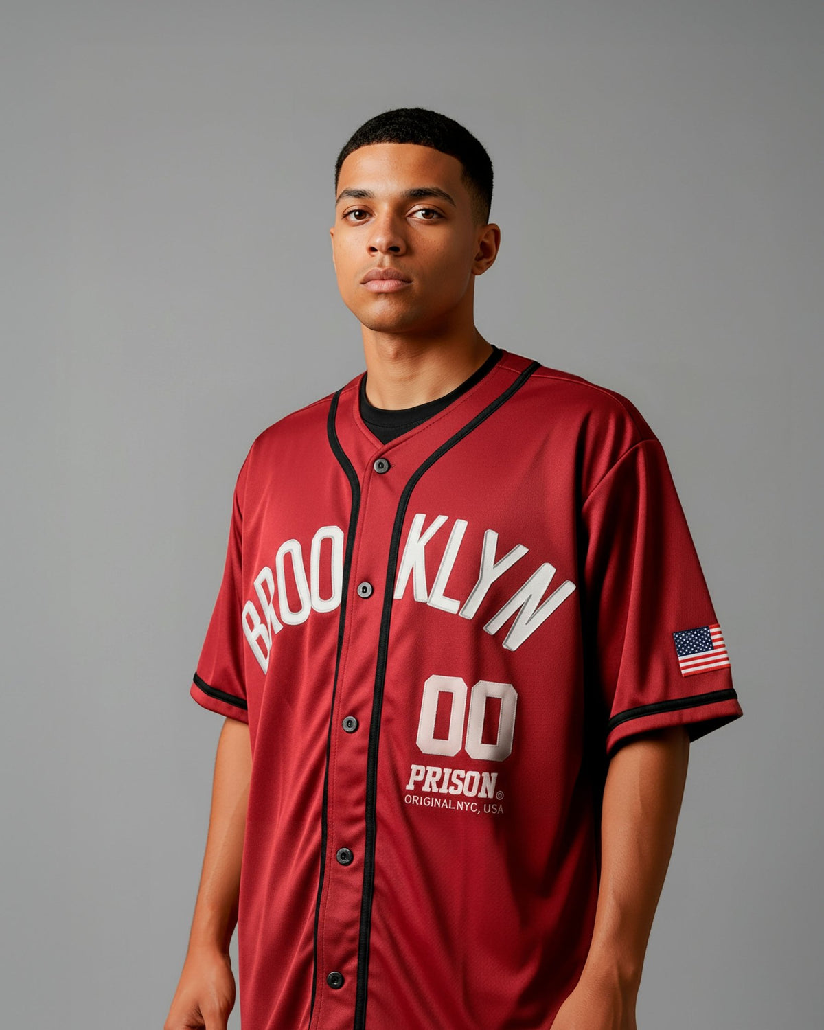 Camisa baseball Brooklyn vinho - Prison®Camisa de Baseball