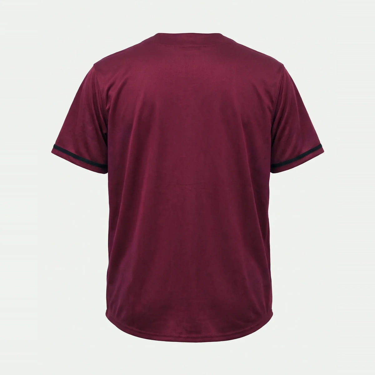 Camisa de Baseball Jersey 23 Vinho PRISON® de costas, totalmente lisa, com acabamentos pretos nas mangas.