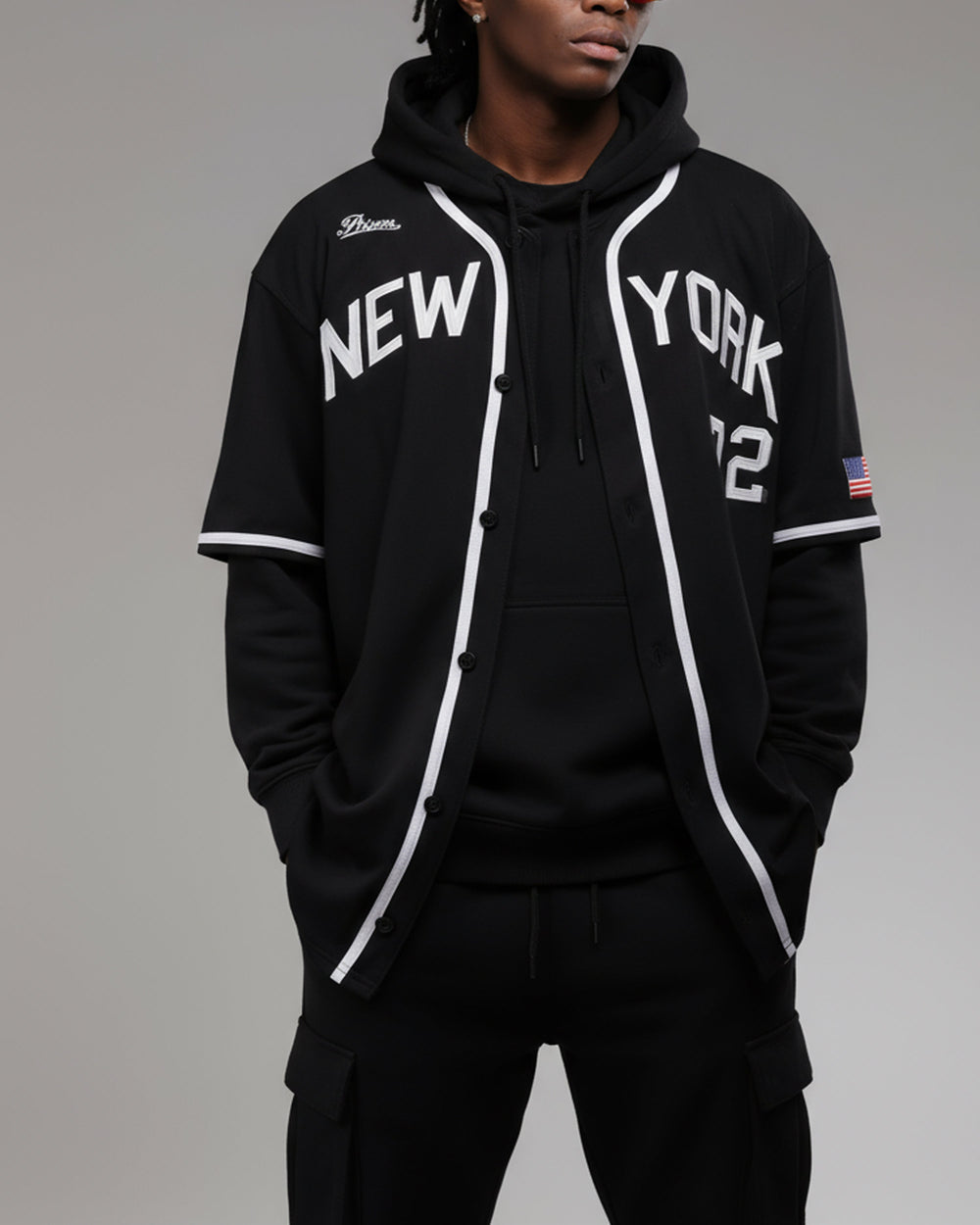 Camisa de Baseball Jersey New york Preta
