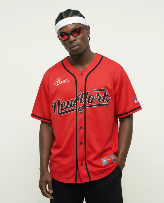 Camisa de Baseball Jersey New York Vermelha