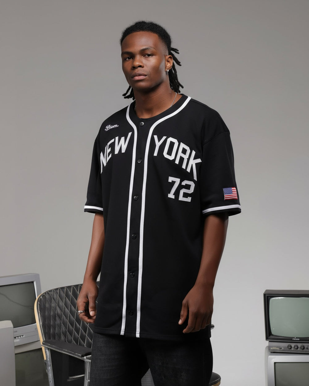 Camisa de Baseball Jersey New york Preta