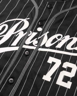 Camisa de Baseball Prison Listrada Preta