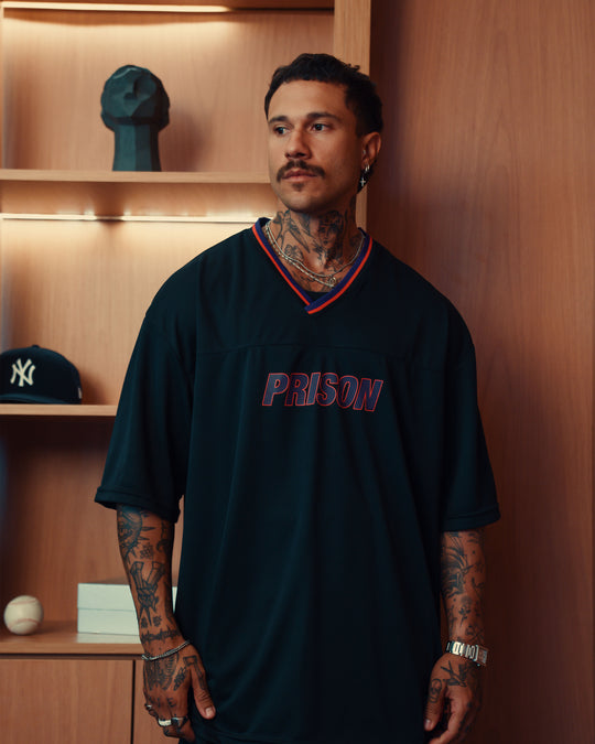 Camiseta futebol americano oversized dual colors preta