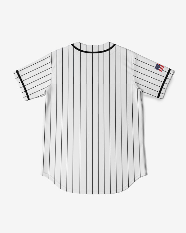 Camisa de Baseball Listrada Tech Branca