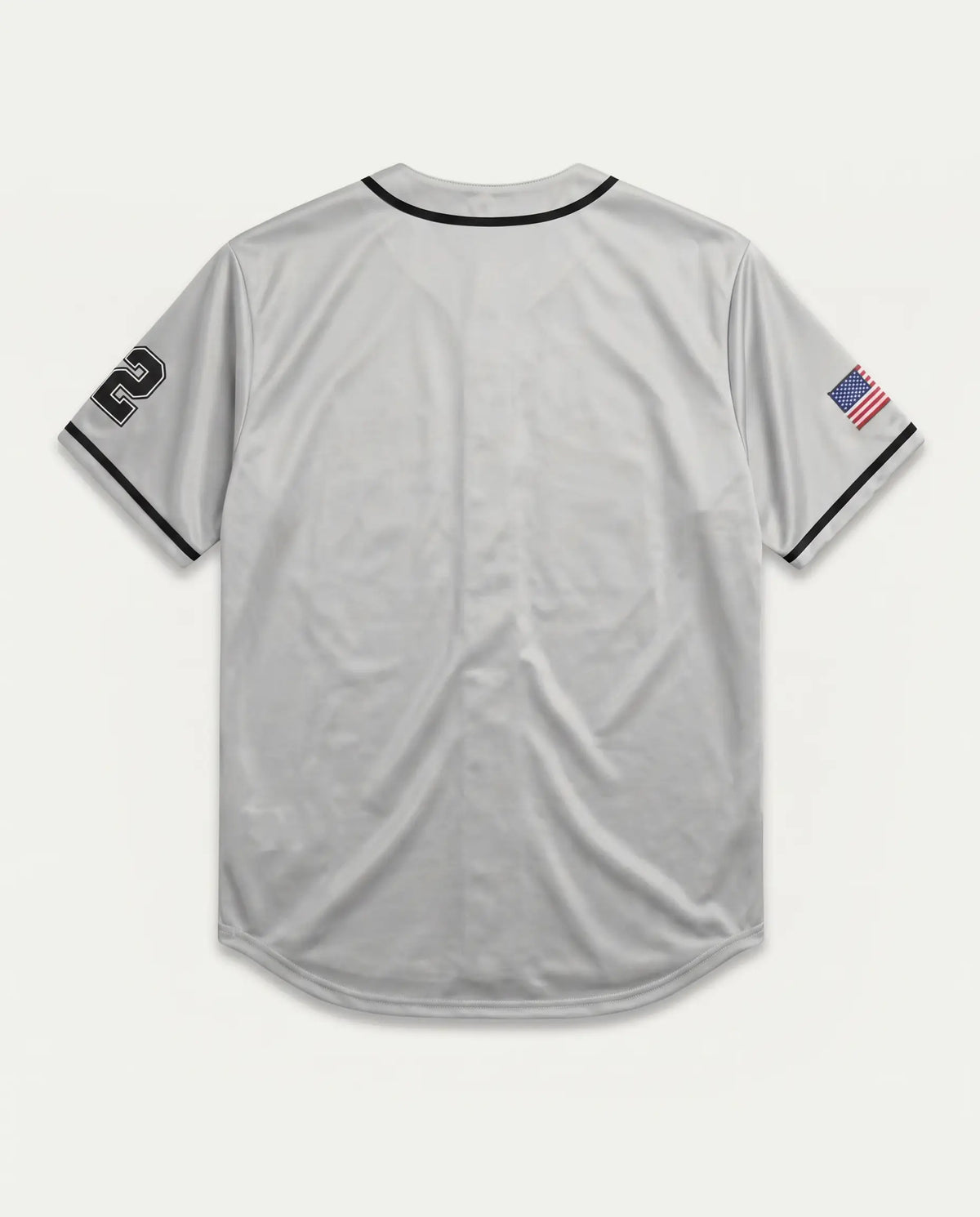 Costas da camisa baseball masculina cinza Prison com lettering esportivo