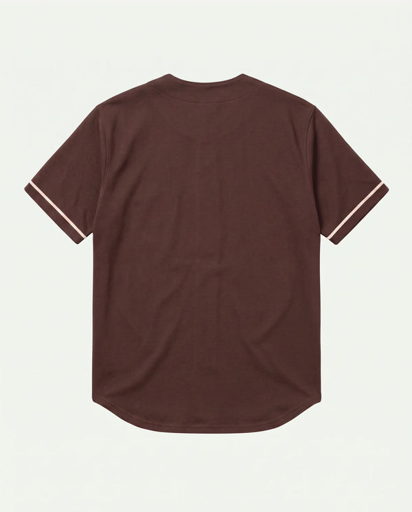 Costas da camisa baseball masculina marrom New York Prison