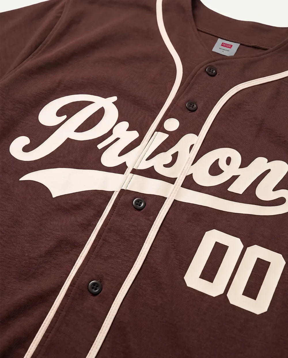 Camisa baseball masculina marrom New York Prison vista de frente