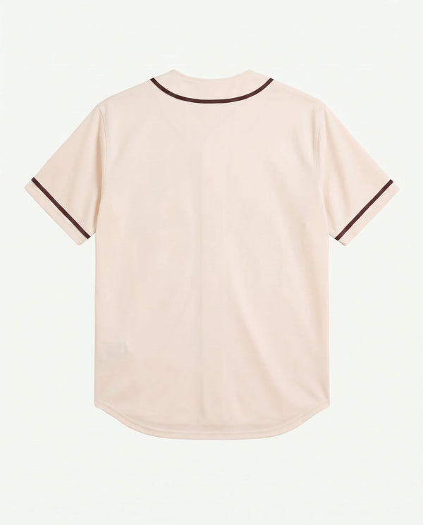Costas da camisa baseball masculina off white New York Prison