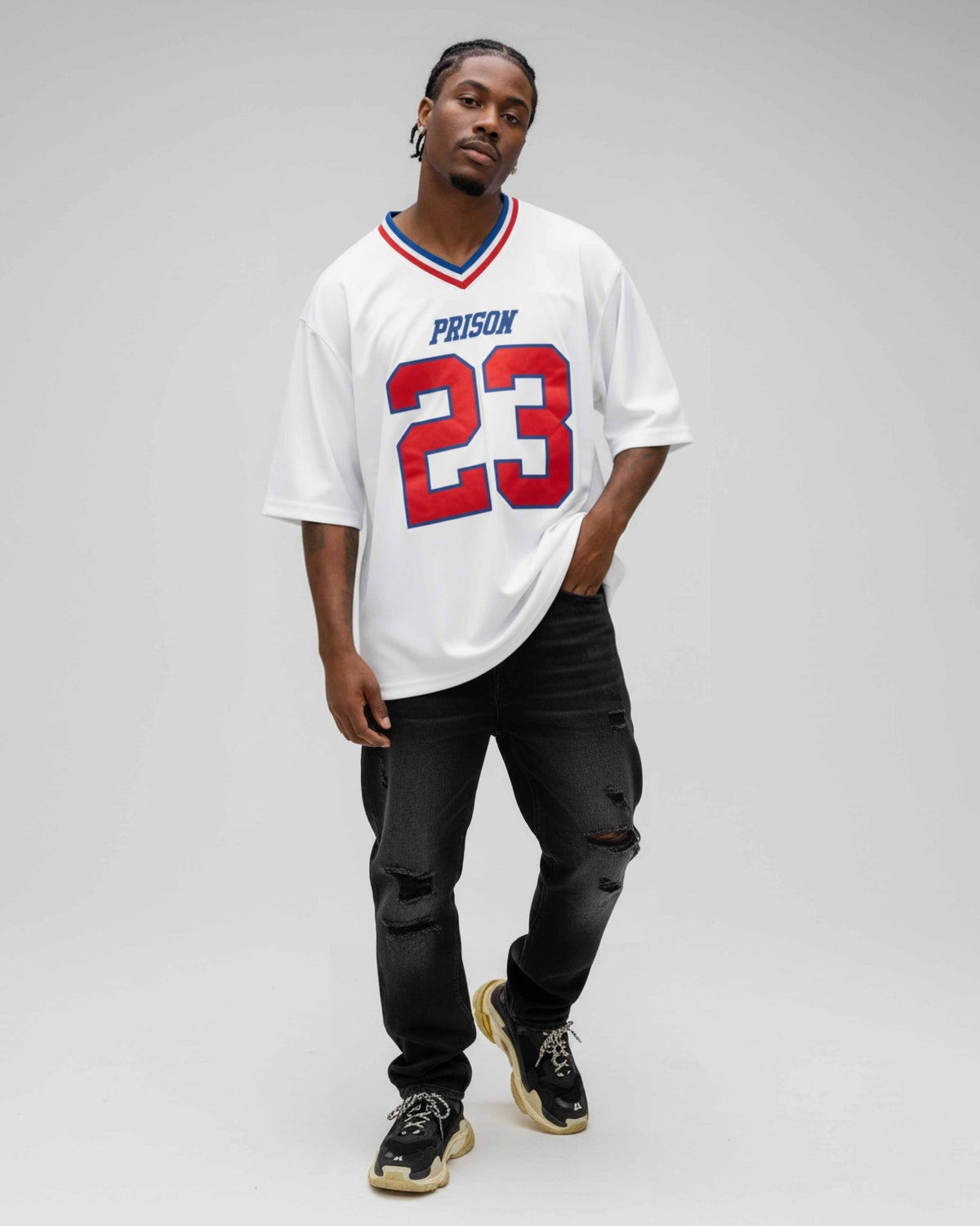 Camiseta futebol americano oversized branca - Prison®Camiseta futebol americano