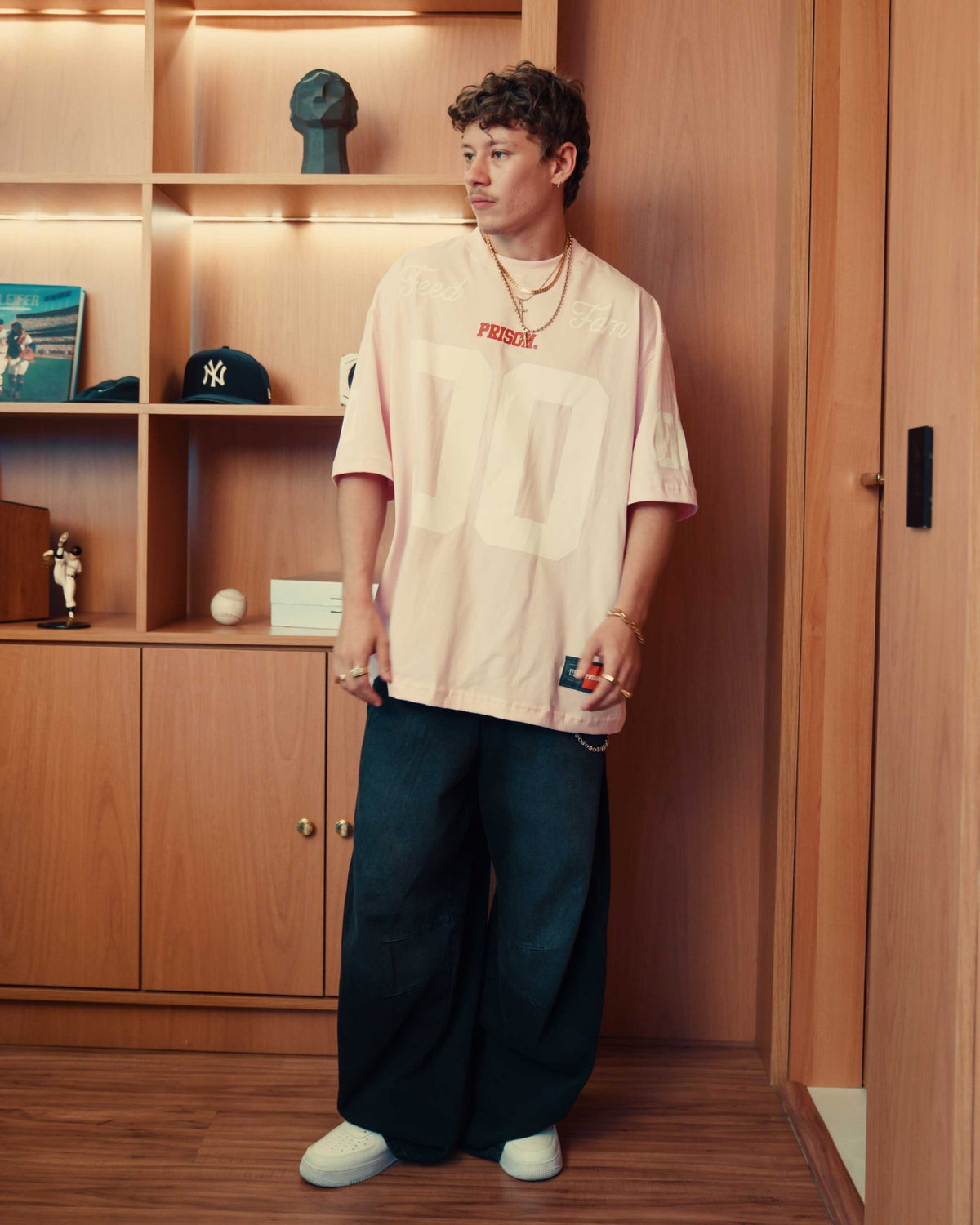 Camiseta Jersey Oversized PRISON® Feed the Fam rosa - Prison®Camiseta oversized