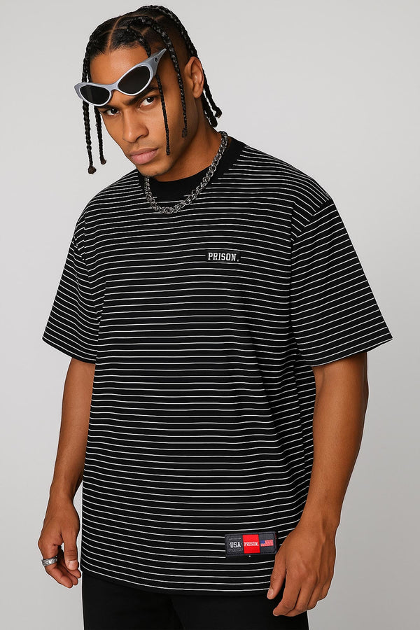 Camiseta Listrada Over Preta - Prison®Camiseta