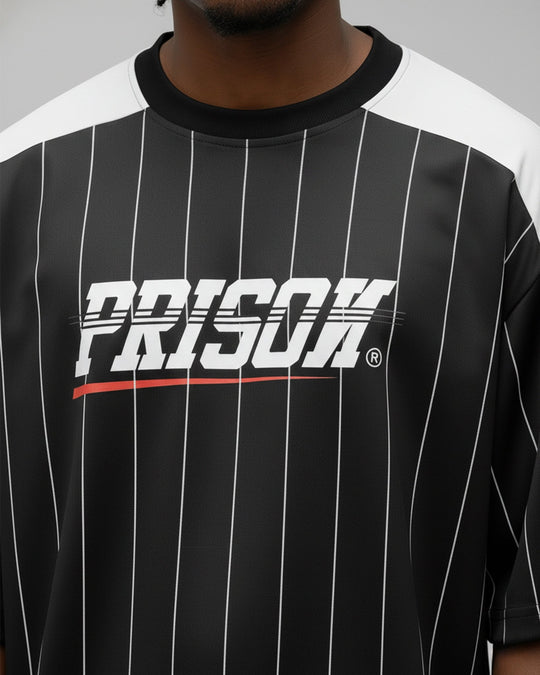 Camiseta listrada oversized preta - Prison®Camiseta