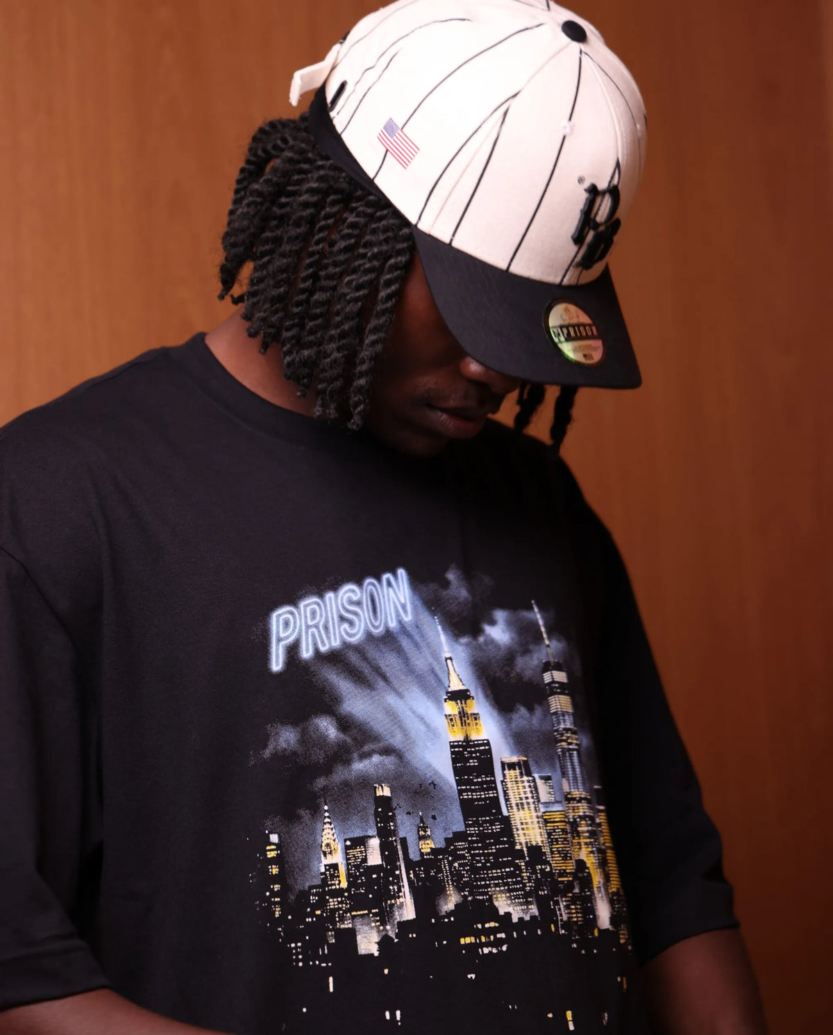 Camiseta Oversized NYC Skyline Night Preta