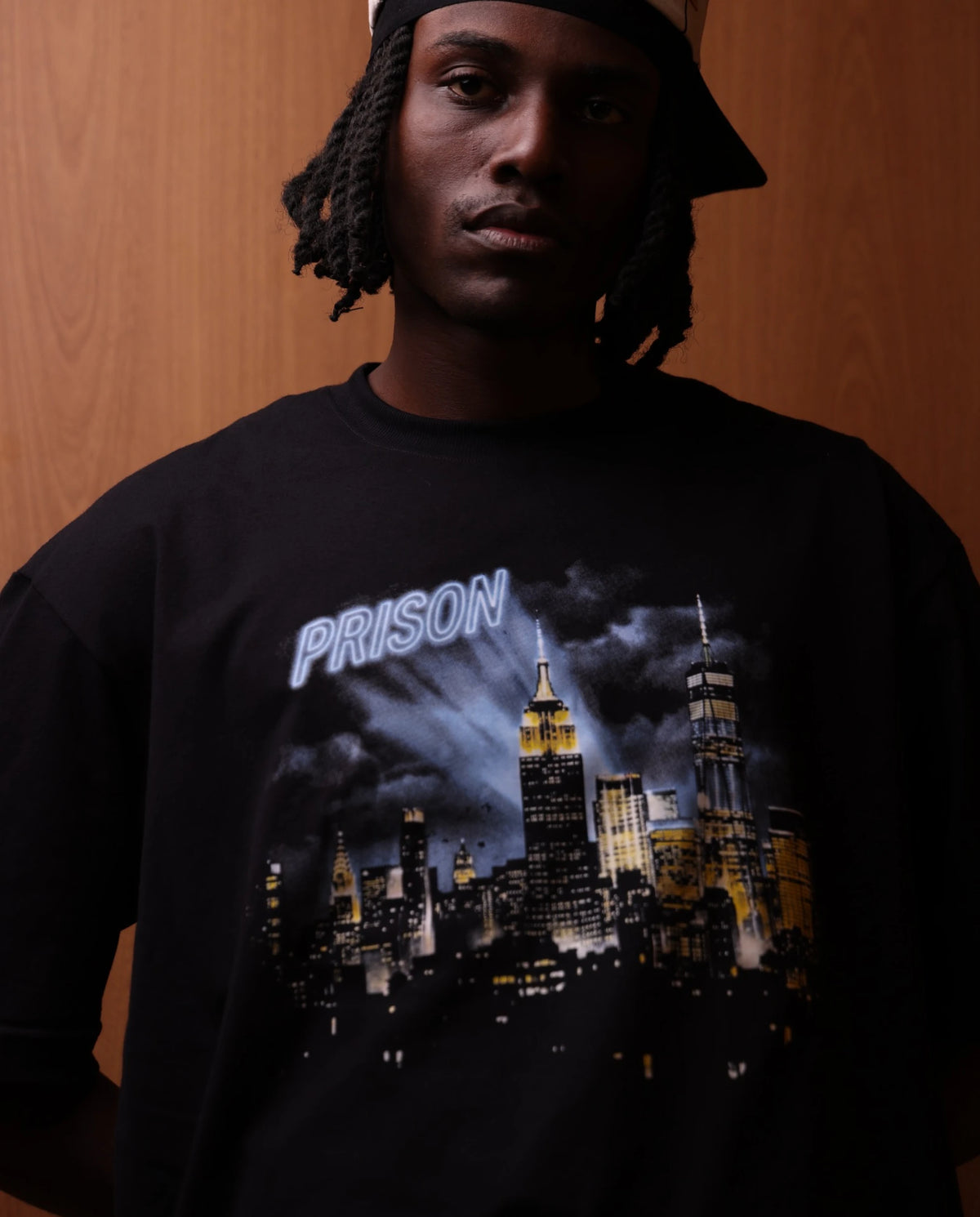 Camiseta Oversized NYC Skyline Night Preta