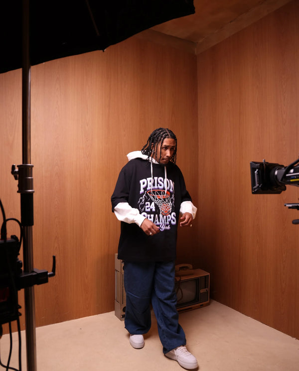 Camiseta Oversized Basquete 24 Champs Preta