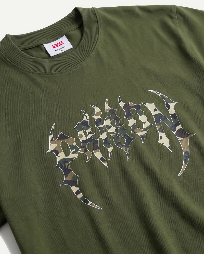 Camiseta Oversized Camuflada Core Prison Verde