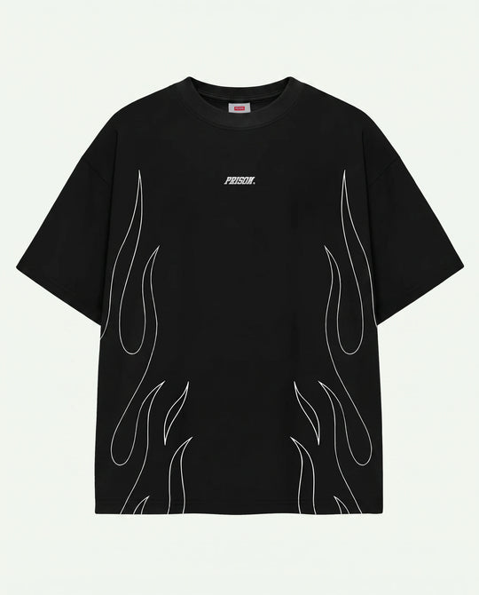 Camiseta Oversized Flame Prison X - Frente modelo