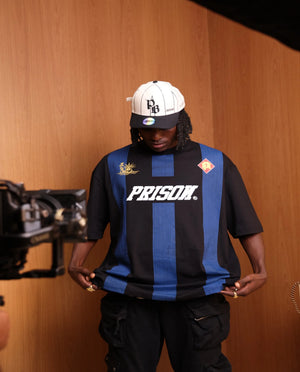 Camiseta Oversized Listrada Masculina Prison Retro Football