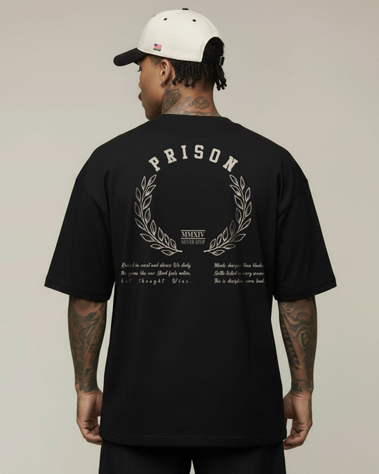 Camiseta oversized never stop preta - Prison®Camiseta