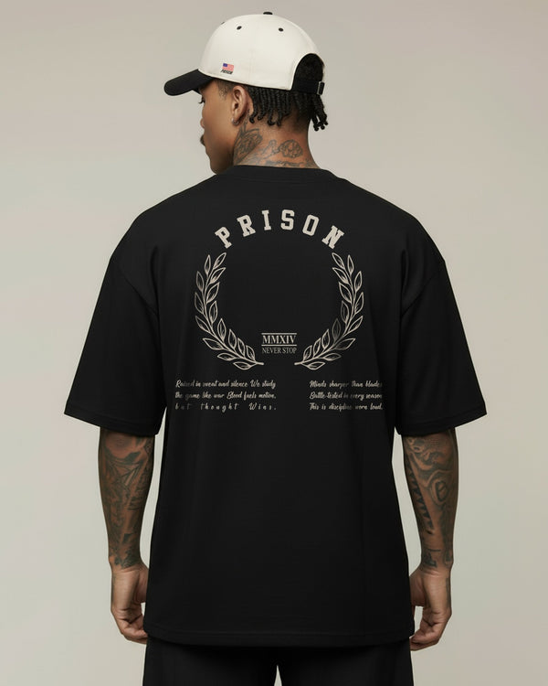 Camiseta oversized never stop preta - Prison®Camiseta
