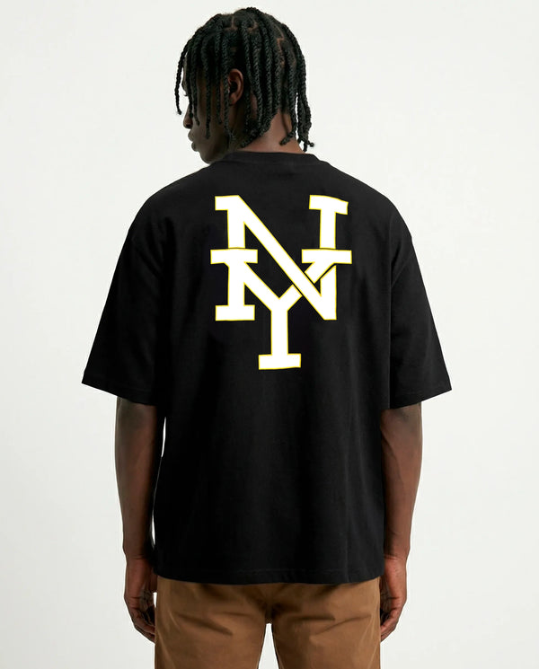 Camiseta Oversized New York Varsity Preta