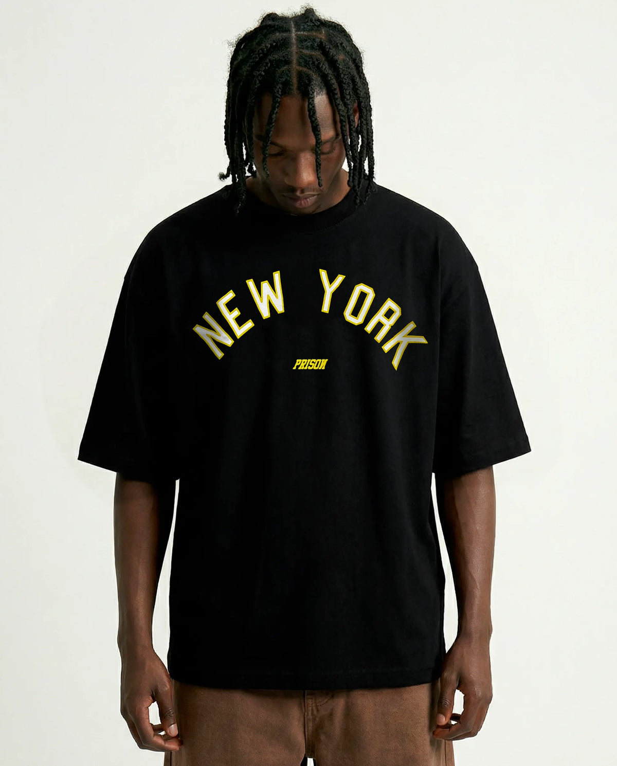Camiseta Oversized New York Varsity Preta