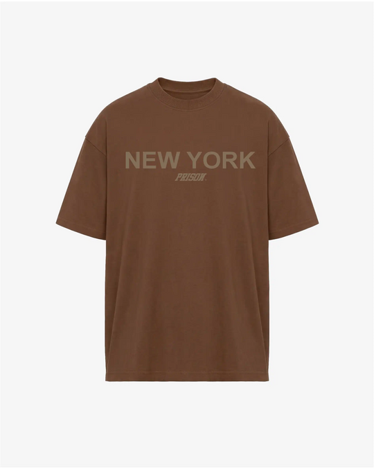 Camiseta Oversized New York Prison Brown