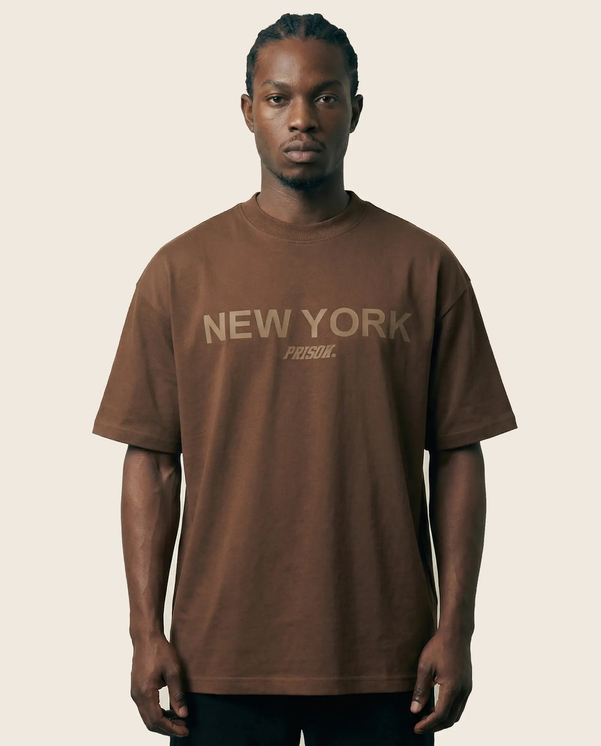 Camiseta Oversized New York Prison Brown