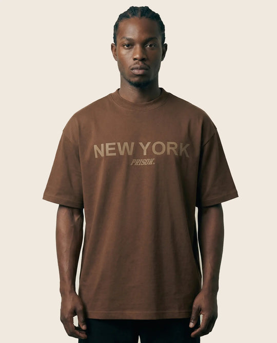 Camiseta Oversized New York Prison Brown