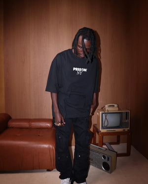 Camiseta Oversized NY Minimal Logo Preta