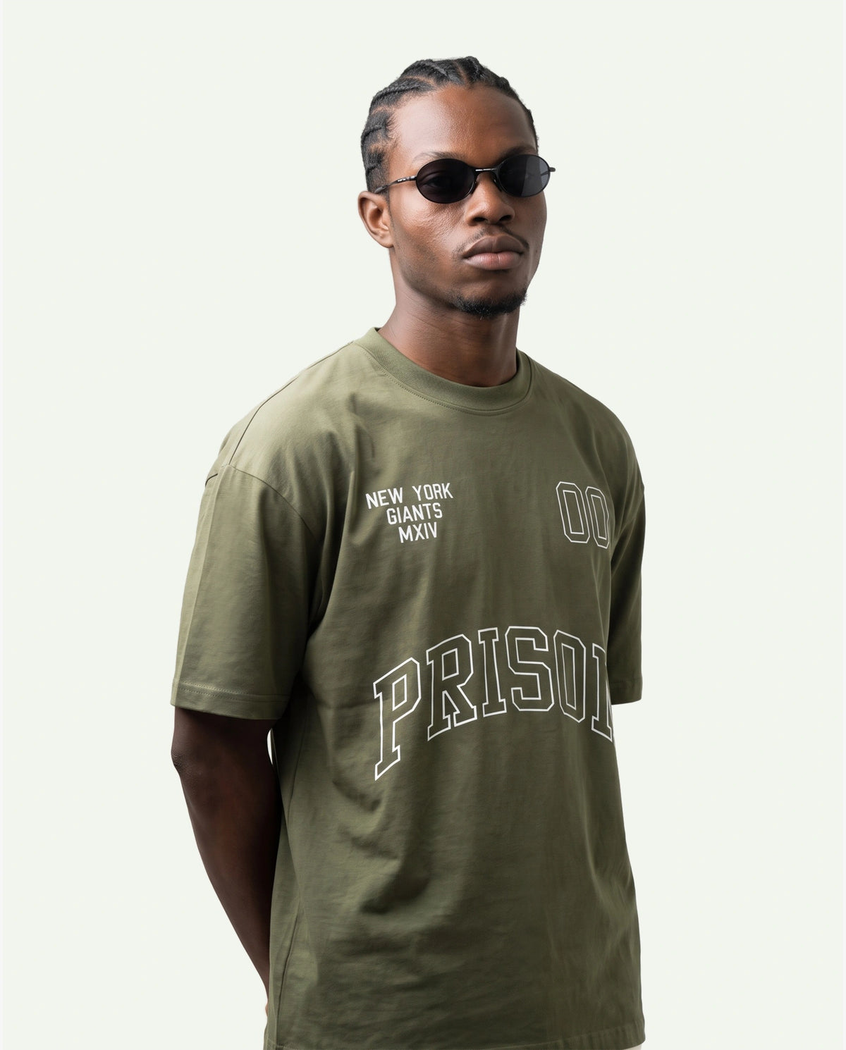 Camiseta Oversized NY Varsity Prison Verde Militar