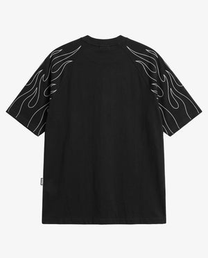 Camiseta Oversized Raglan Flame Club Preta