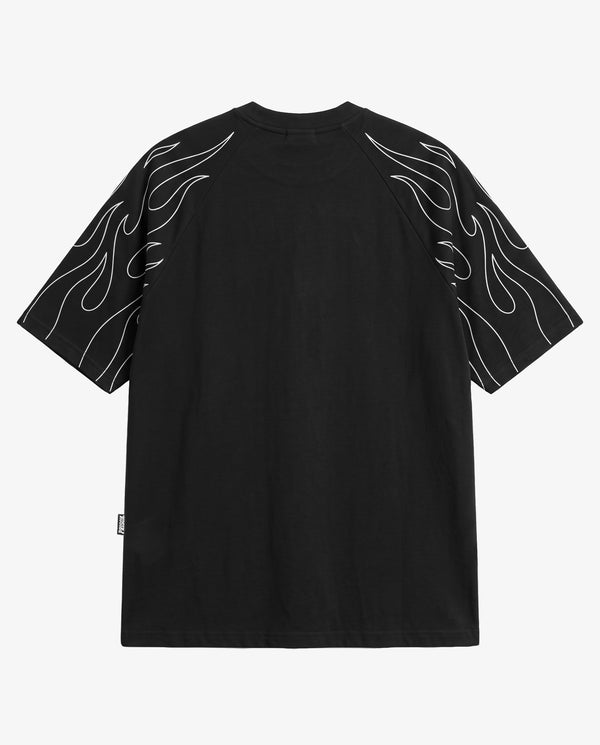 Camiseta Oversized Raglan Flame Club Preta