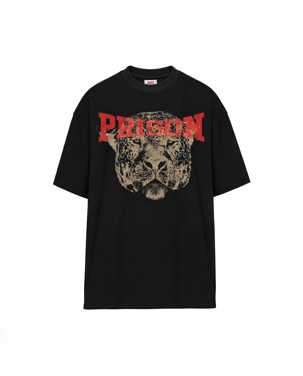 Camiseta Oversized Streetwear Prison Leopard Preta