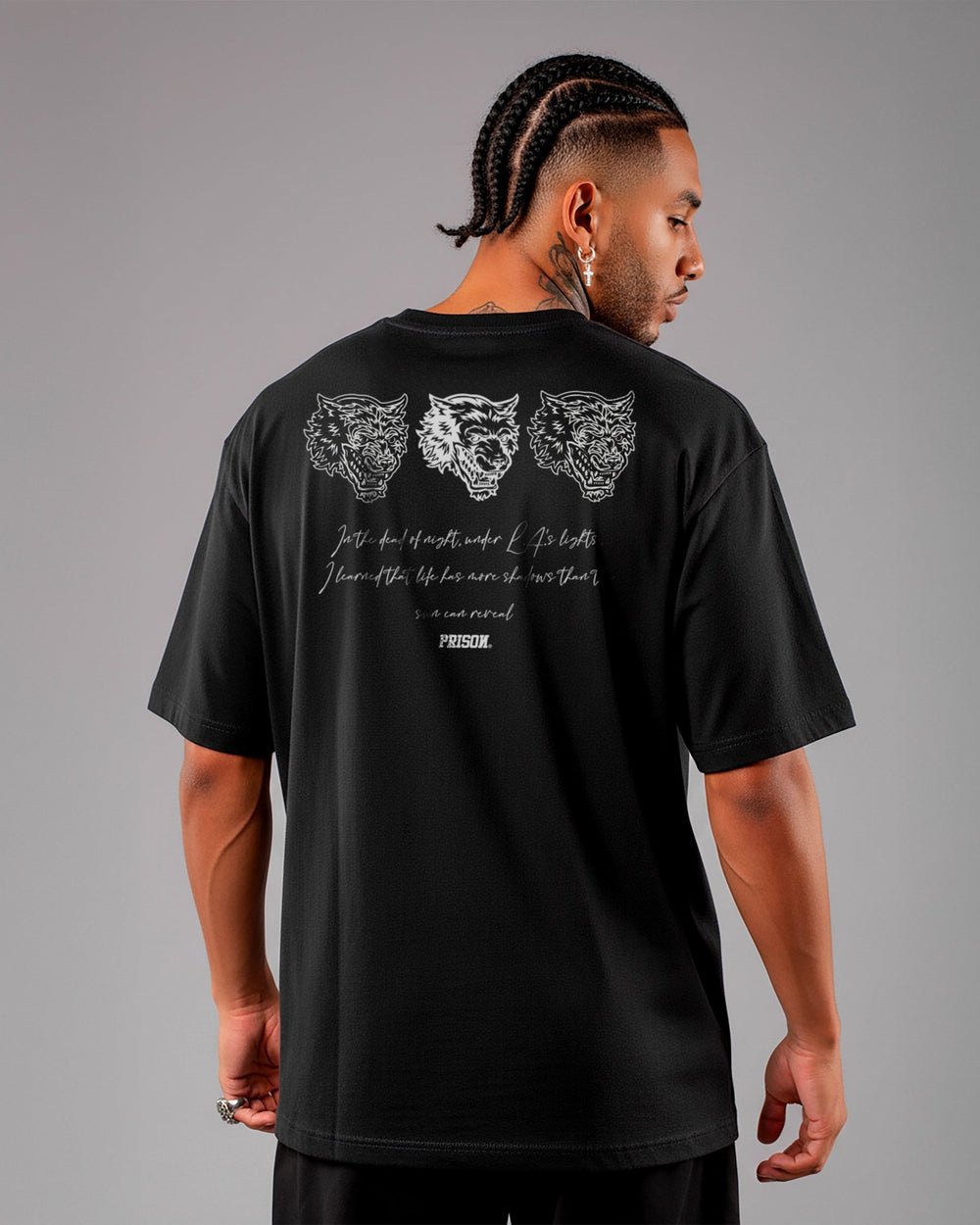 Camiseta oversized wolfs preta - Prison®Camiseta