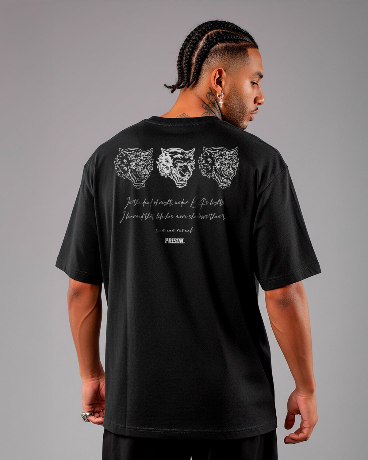 Camiseta oversized wolfs preta - Prison®Camiseta
