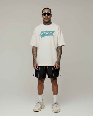 Off-white streetwear t-shirt with box logo.