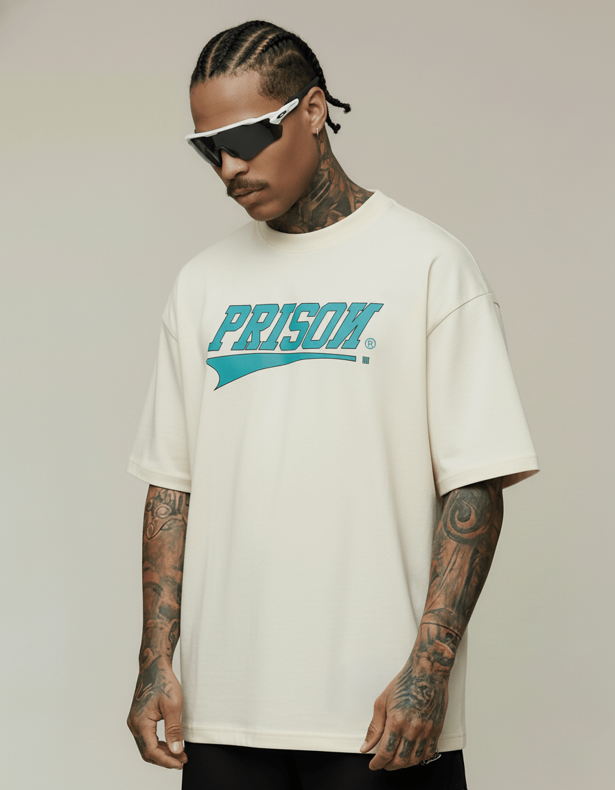 Off-white streetwear t-shirt with box logo.