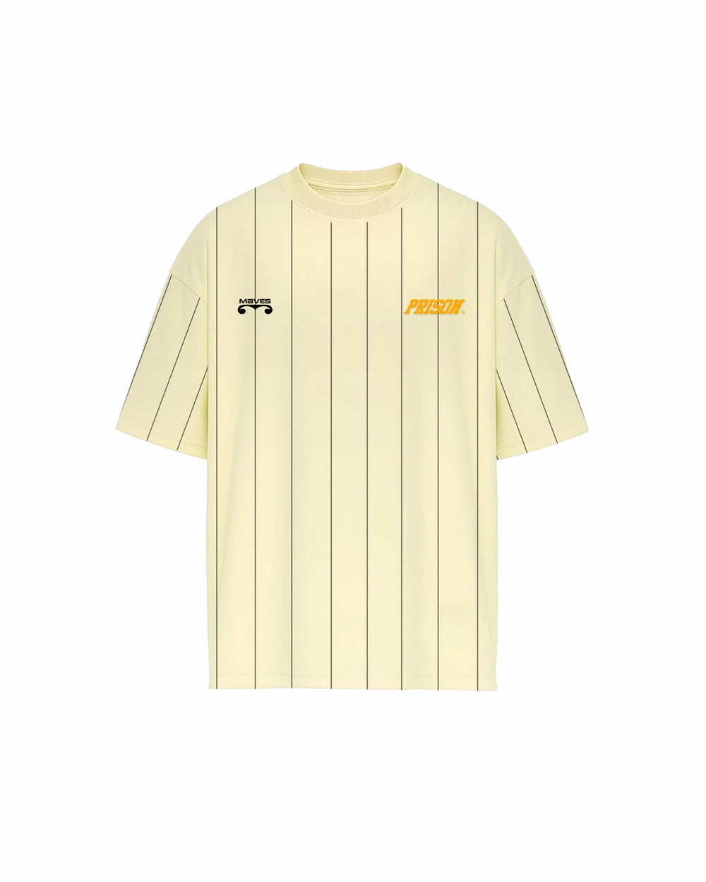 Camiseta listrada streetwear amarela prison x mavericks