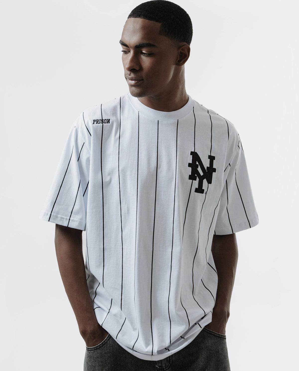 White Striped Streetwear T-Shirt NY