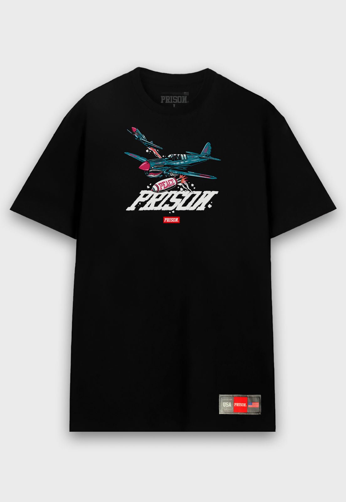 Camiseta Streetwear Peace Bomber Preta - Prison®Camiseta