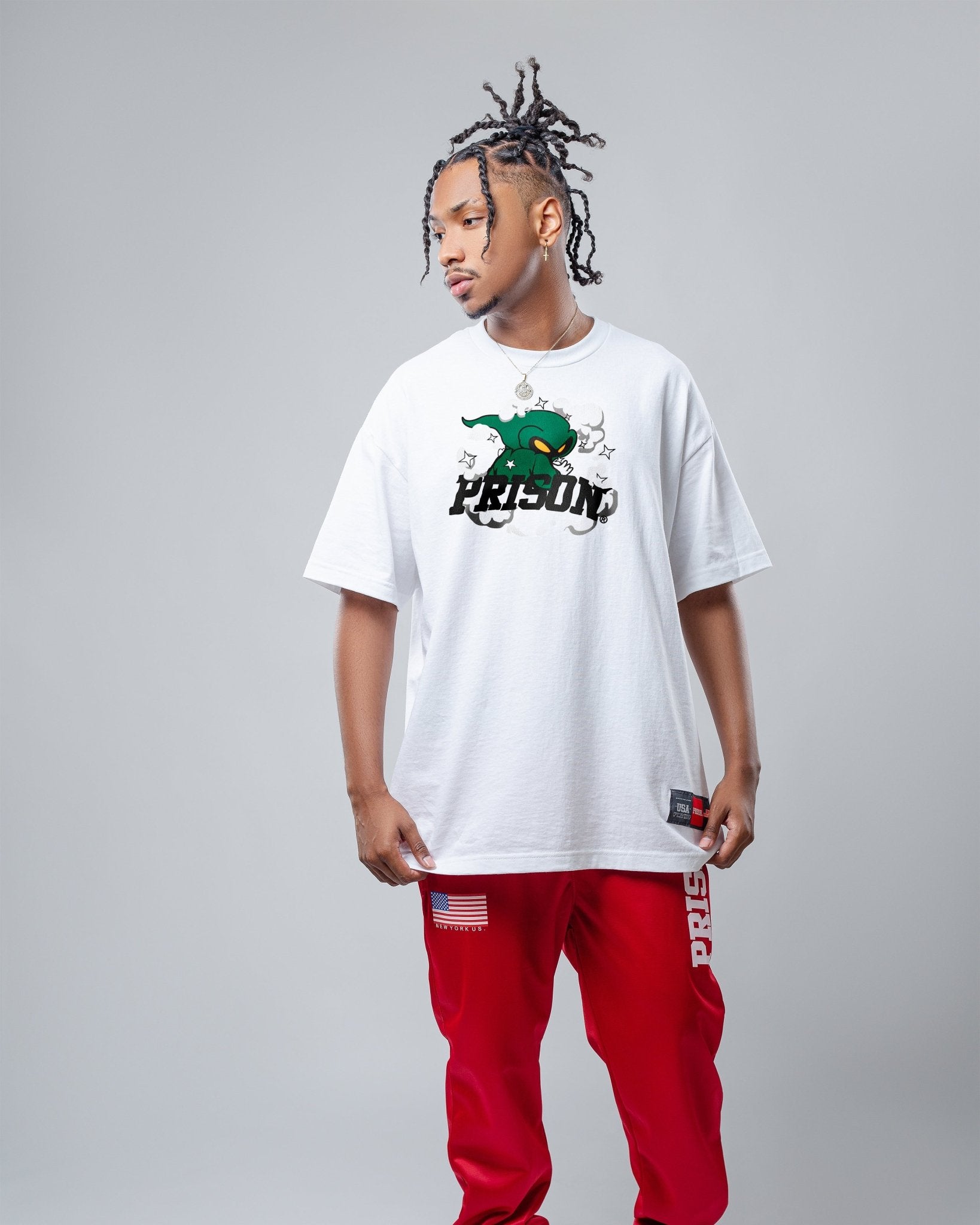 Camiseta Oversized Wizard Branca | Prison Streetwear