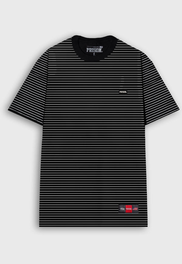 Camiseta Listrada Over Preta