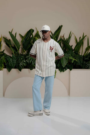 Camisa de Baseball NY Listrada Off-white