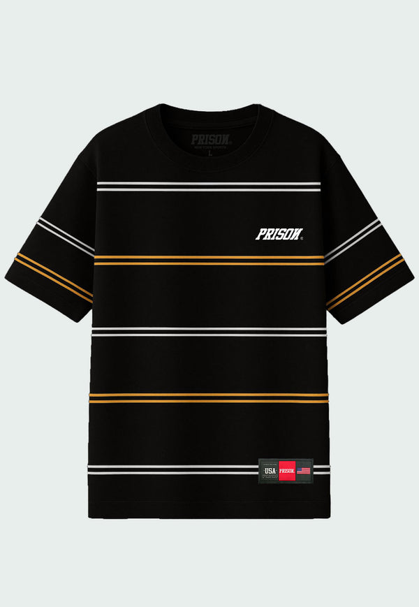 Camiseta Listrada Dual Colors Preta