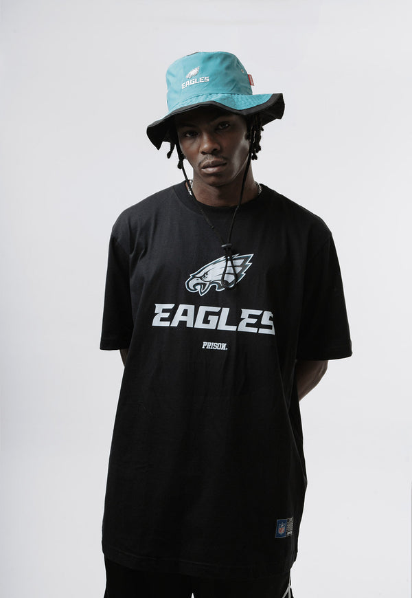 Camiseta Prison x NFL Logo Philadelphia Eagles Preta