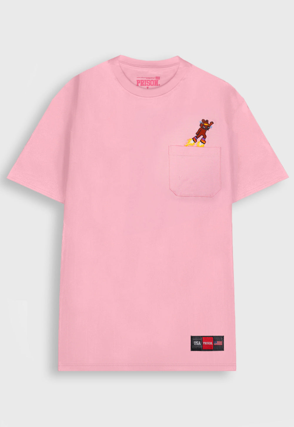 Camiseta Streetwear Bordada Teddy Bear Rosa