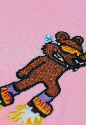 Camiseta Streetwear Bordada Teddy Bear Rosa