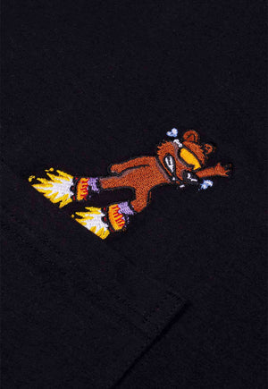 Camiseta Streetwear Bordada Teddy Beard Preta