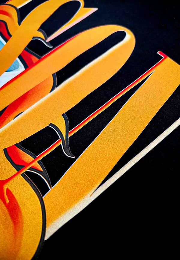 Camiseta Streetwear Oversized Flame Preta